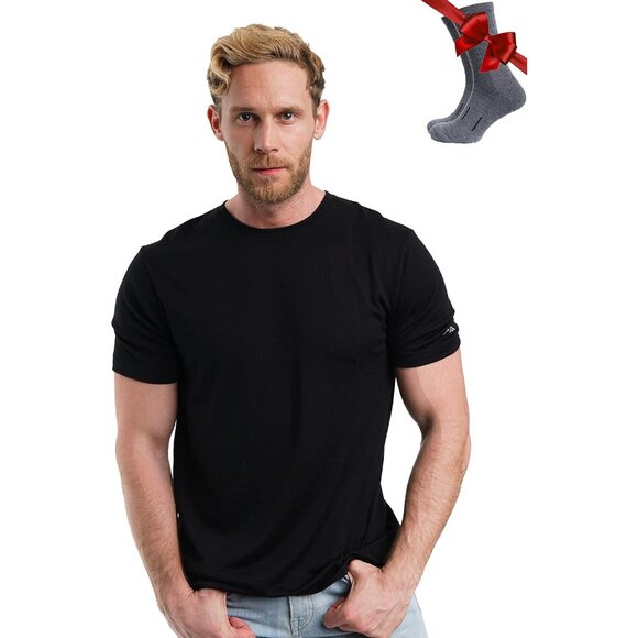 Merino Wool T-Shirt Mens - Merino Wool Undershirt Thermal Shirt for Men and Hiki